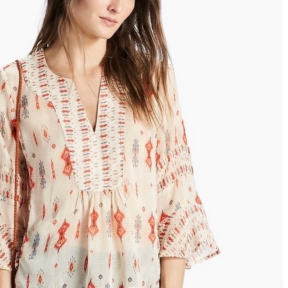Lucky Brand Sheer 3/4 Sleeve Blouse